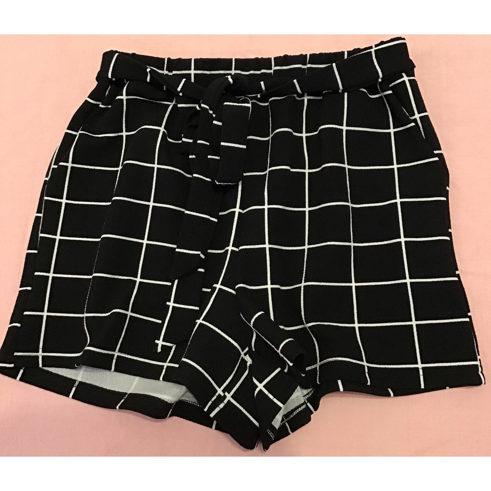 Shein black white shorts with tie belt size small